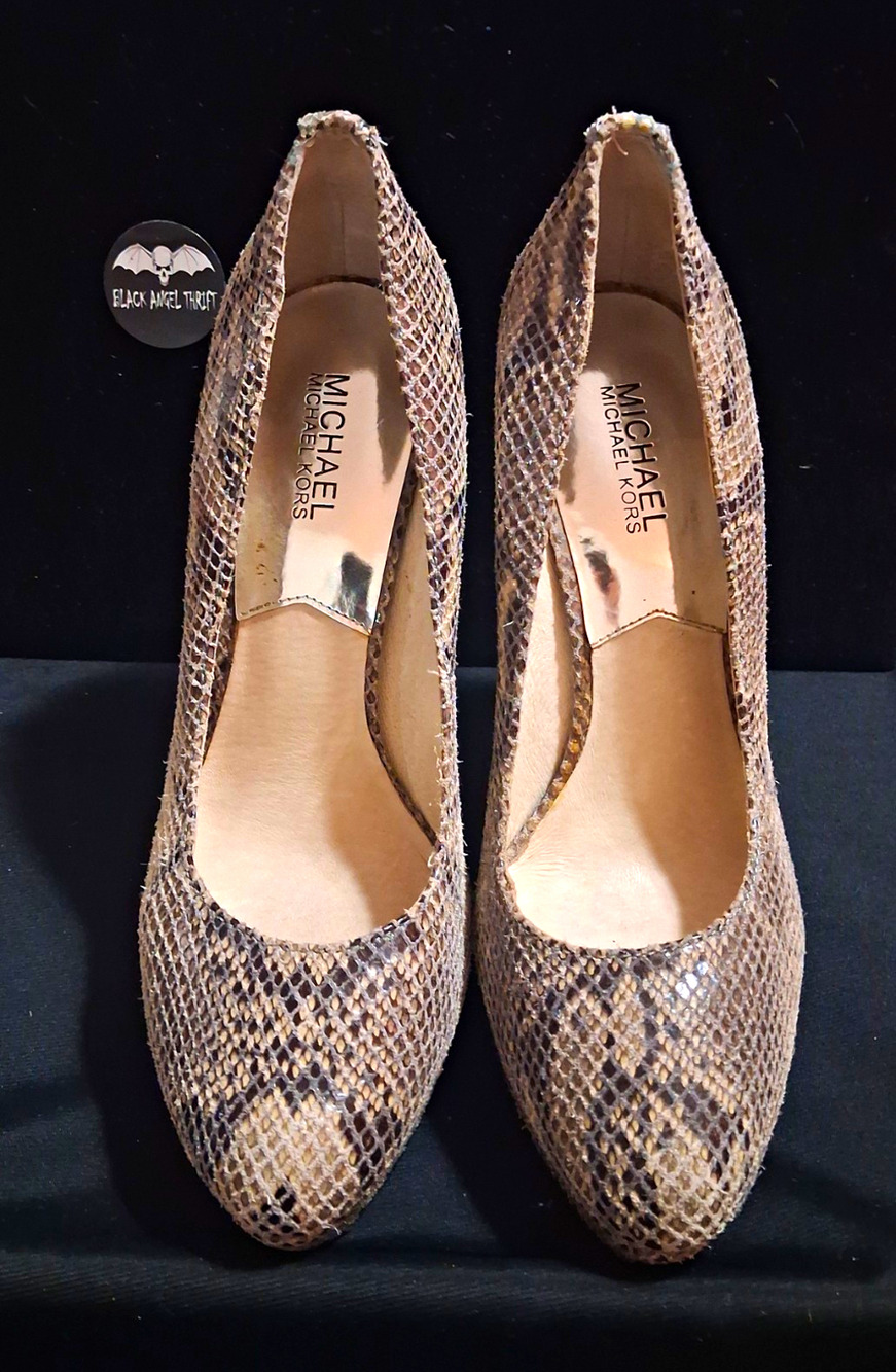 Michael Kors Snake Print Leather Pointed Toe Stiletto Pumps Heels 9M